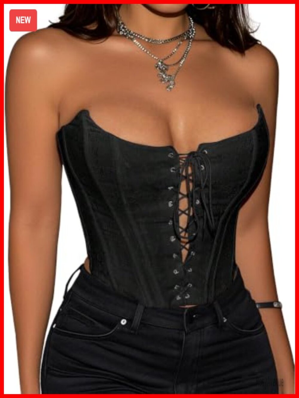 Lace Up Corset Top Women Overbust Backless Bustier Crop Y2k Clubwear